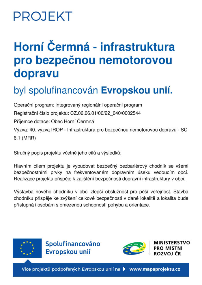 Horní Čermná - infrastruktura pro bezpečnou nemotorovou dopravu